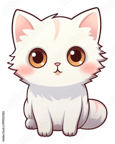 PNG Kawaii cat sticker animal mammal kitten.