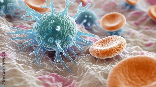 white blood cell, showing its various subtypes and their roles photo