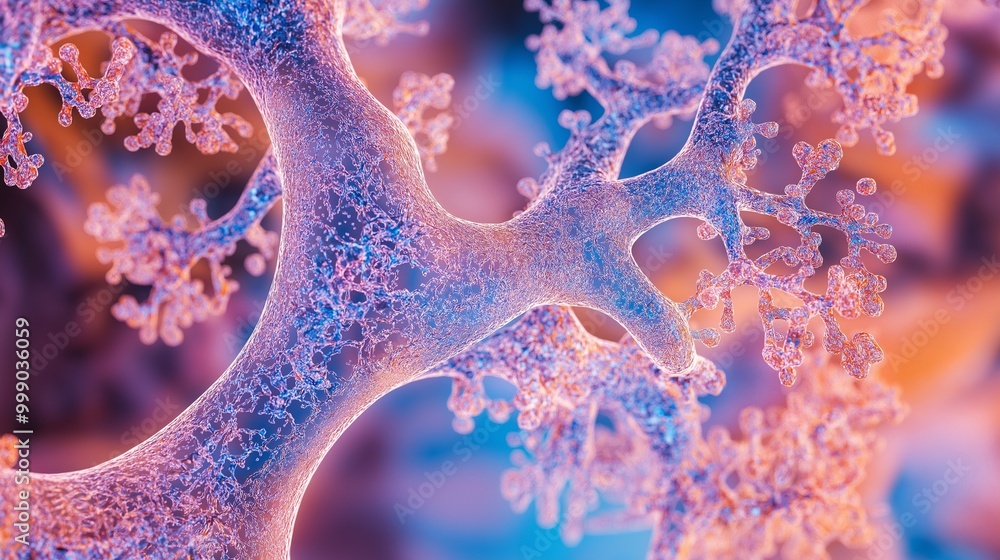 healthy lung tissue, displaying its alveoli and capillaries healthy lung tissue, displaying its alveoli and capillaries