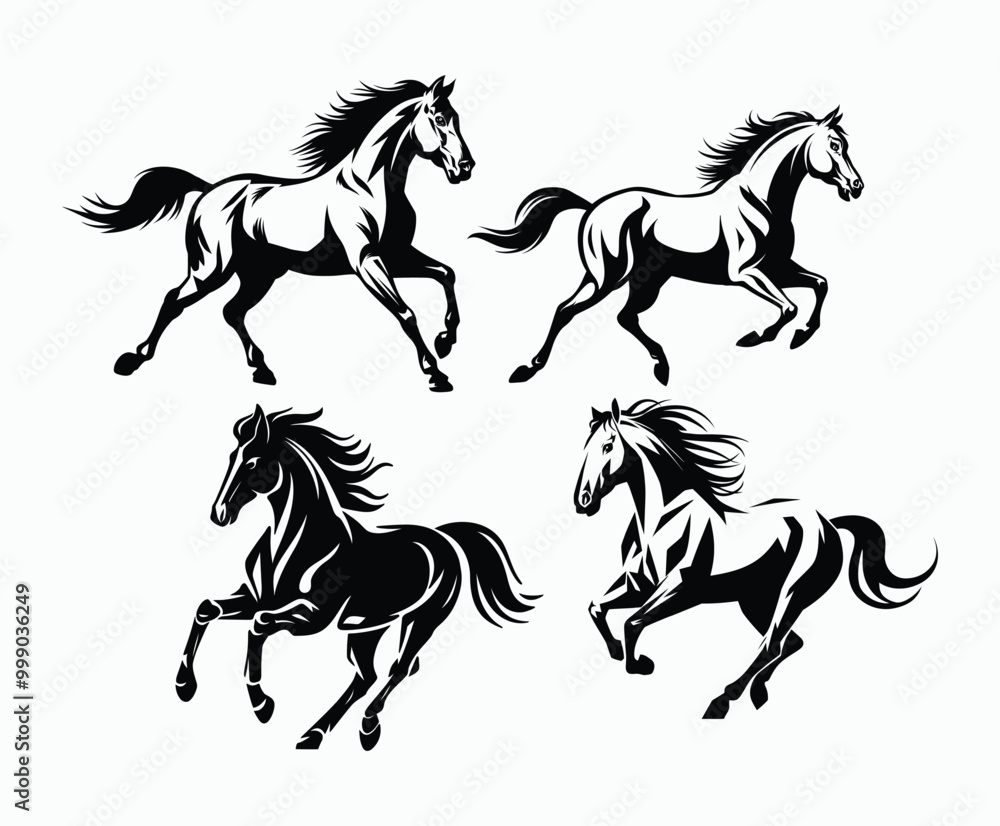 Running Horse Silhouette EPS Vector File Isolated Illustration Template on a white background Running Horse Silhouette EPS Vector File Isolated Illustration Template on a white background