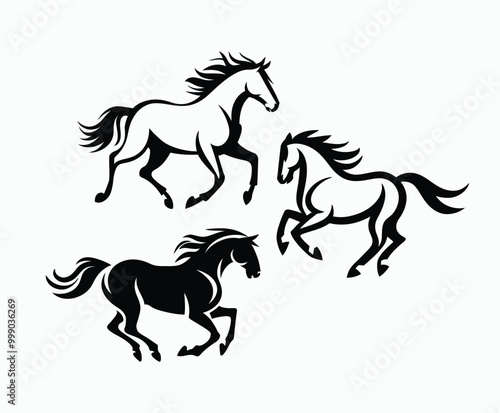 Running Horse Silhouette EPS Vector File Isolated Illustration Template on a white background