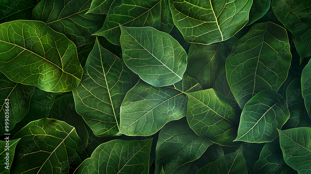 A close-up of lush green leaves with visible veins, creating a natural and refreshing background. A close-up of lush green leaves with visible veins, creating a natural and refreshing background.