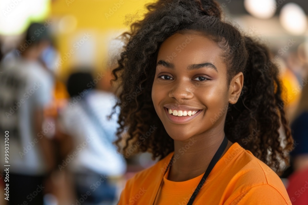 Portrait of a young African American female volunteer at community center Portrait of a young African American female volunteer at community center