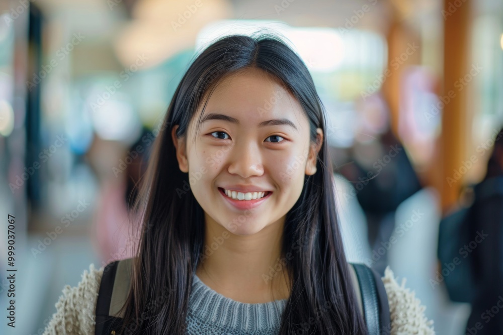 Portrait of a smiling young female college student Portrait of a smiling young female college student