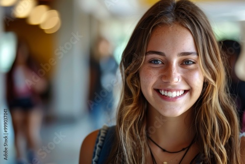 Portrait of a smiling young female college student