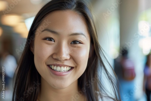 Portrait of a smiling young female college student