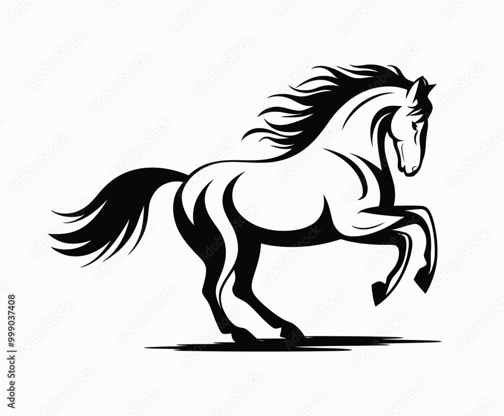 Running Horse Silhouette EPS Vector File Isolated Illustration Template on a white background Running Horse Silhouette EPS Vector File Isolated Illustration Template on a white background