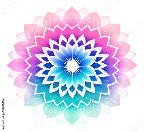 PNG Round gradient mandala flower inflorescence creativity.