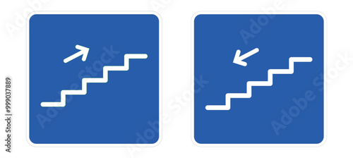 Bundle pictogram icon up and down stairs with arrow, isolated building sign