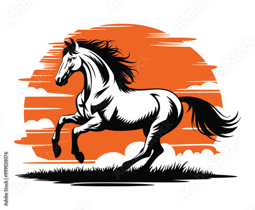 Running Horse Silhouette EPS Vector File Isolated Illustration Template on a white background