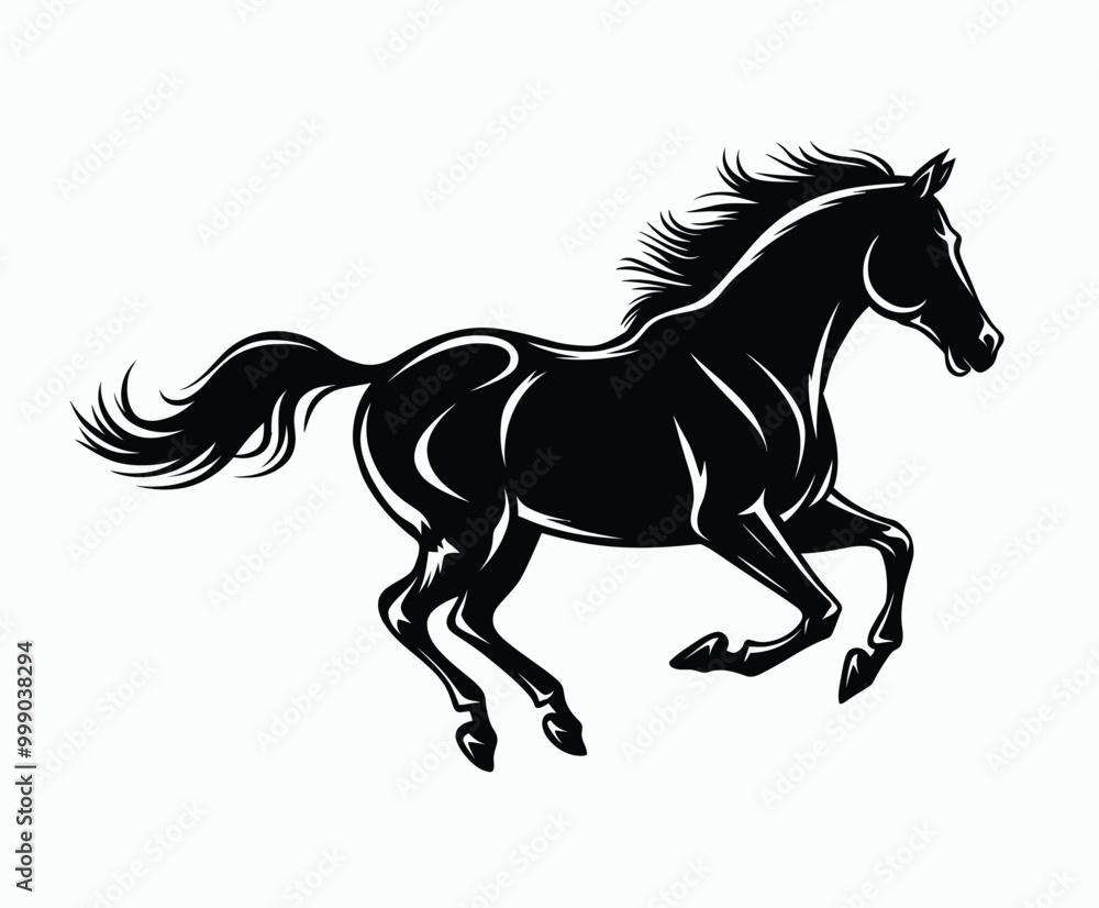 Running Horse Silhouette EPS Vector File Isolated Illustration Template on a white background Running Horse Silhouette EPS Vector File Isolated Illustration Template on a white background