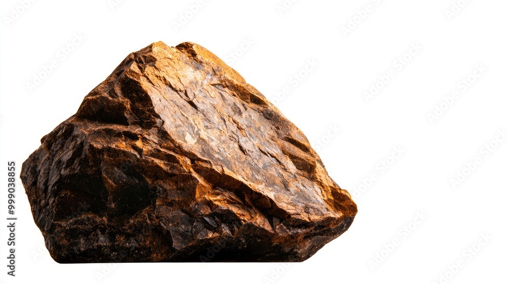 Brown rocky mineral with unique texture, white isolate background. Brown rocky mineral with unique texture, white isolate background.