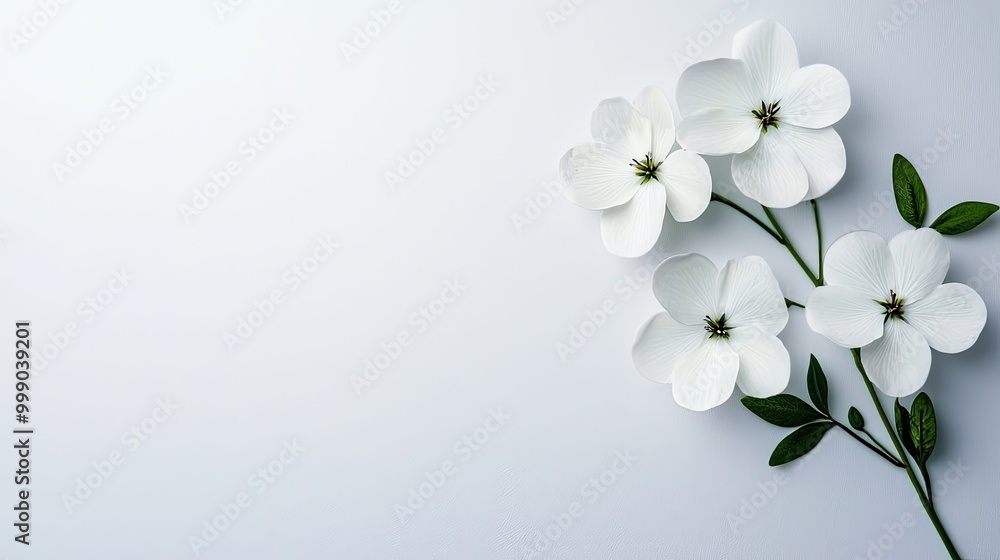Obraz premium Elegant white flowers arranged on a soft white background.