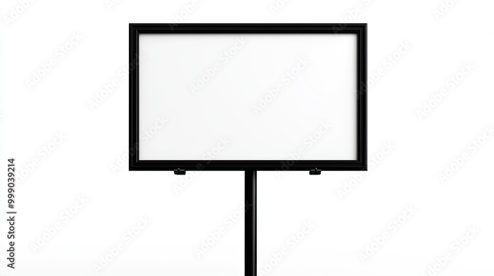 Empty signboard on a black frame, white isolate background Empty signboard on a black frame, white isolate background
