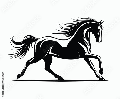 Running Horse Silhouette EPS Vector File Isolated Illustration Template on a white background