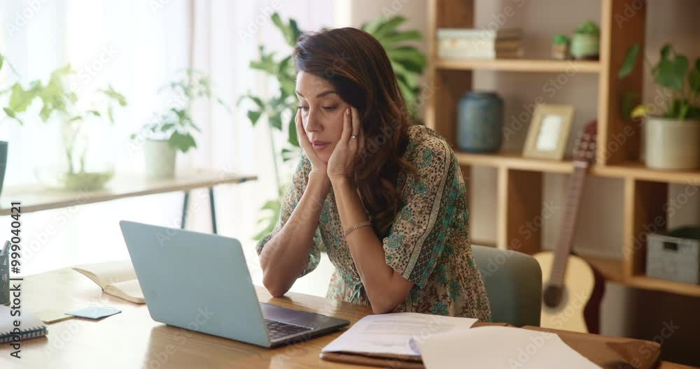 Woman, stretching and tired at laptop for remote work, overwhelmed and frustrated at home. Mature virtual assistant, fatigue and tech at desk with posture, backache relief and overworked with burnout Woman, stretching and tired at laptop for remote work, overwhelmed and frustrated at home. Mature virtual assistant, fatigue and tech at desk with posture, backache relief and overworked with burnout
