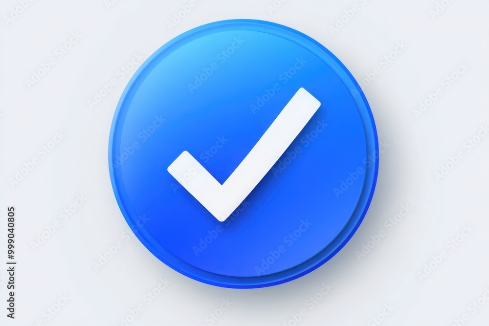 Blue Circular Icon with a White Checkmark in the Center, Set Against a Light Gradient Background. Blue Circular Icon with a White Checkmark in the Center, Set Against a Light Gradient Background.