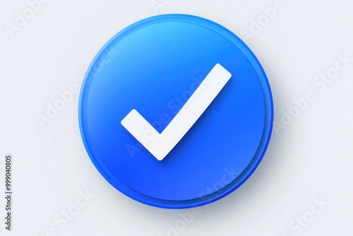 Blue Circular Icon with a White Checkmark in the Center, Set Against a Light Gradient Background.