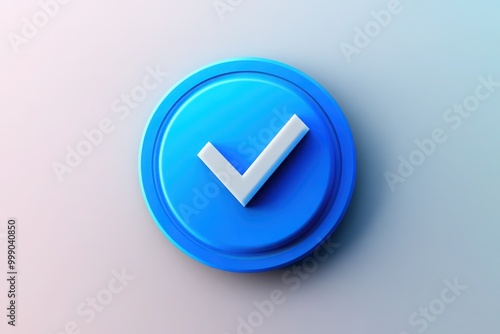 Blue Circular Icon with a White Checkmark in the Center, Set Against a Light Gradient Background.