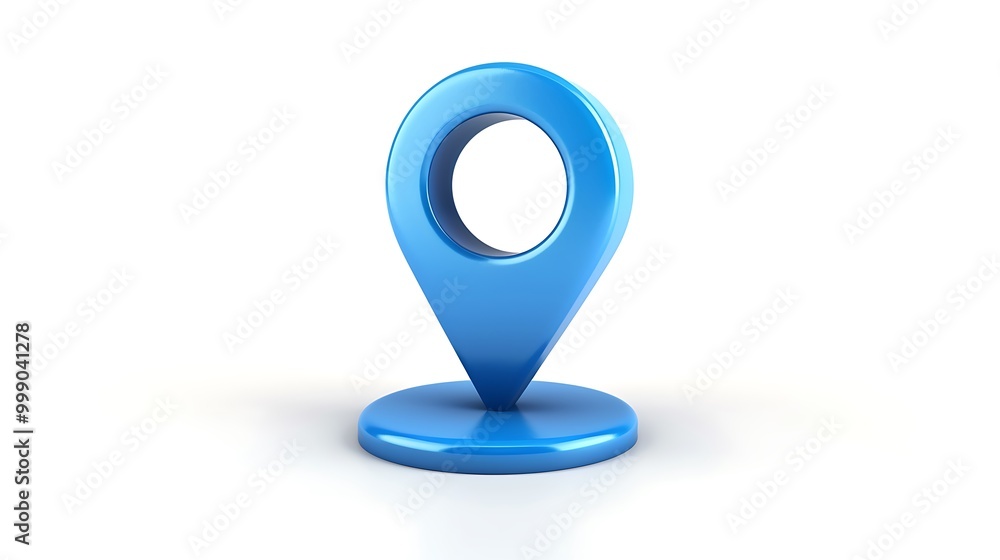 Shiny blue location pin 3d icon isolated on white background
Shiny blue location pin 3d icon isolated on white background