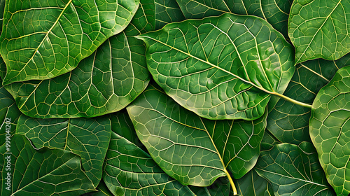 Close up of lush green leaves with a natural texture.