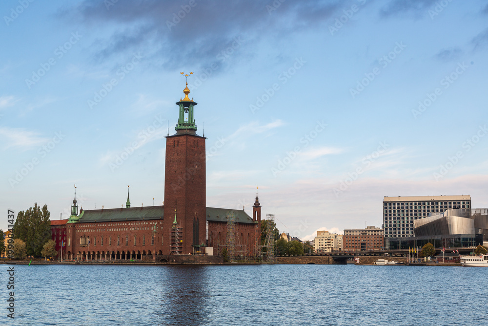 Stockholm, Sweden - 1 October 2022: Scenic view of Old Town (Gamla Stan) during sunset in Stockholm, Sweden Stockholm, Sweden - 1 October 2022: Scenic view of Old Town (Gamla Stan) during sunset in Stockholm, Sweden