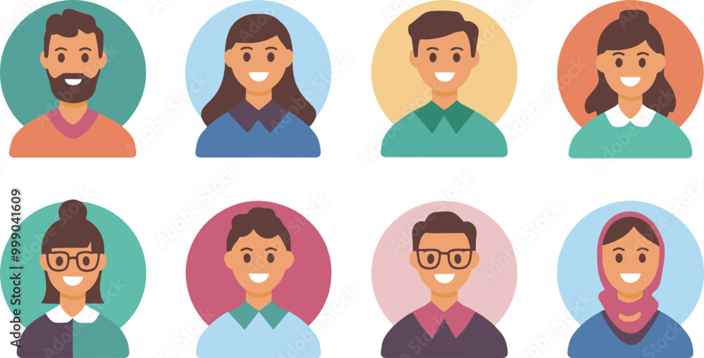 People Avatar Round Icon Set, flat vector art People Avatar Round Icon Set, flat vector art