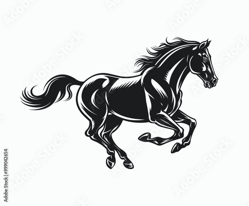 Running Horse Silhouette EPS Vector File Isolated Illustration Template on a white background