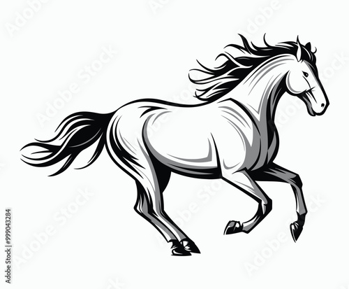 Running Horse Silhouette EPS Vector File Isolated Illustration Template on a white background