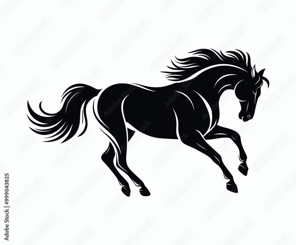 Running Horse Silhouette EPS Vector File Isolated Illustration Template on a white background Running Horse Silhouette EPS Vector File Isolated Illustration Template on a white background