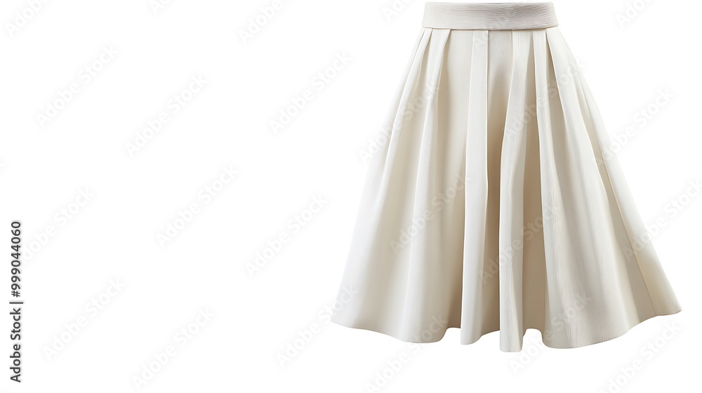 A white pleated midi skirt. A white pleated midi skirt.