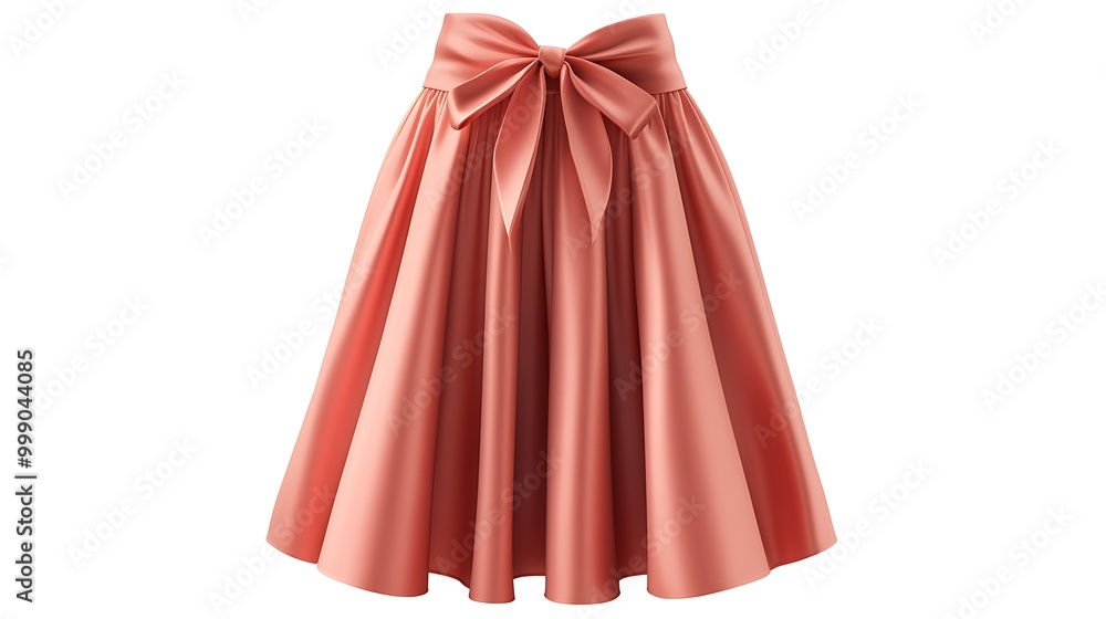 Pink high-waisted A-line skirt with a large bow. Pink high-waisted A-line skirt with a large bow.