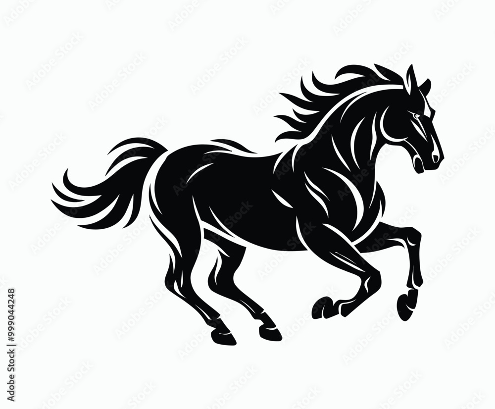 Running Horse Silhouette EPS Vector File Isolated Illustration Template on a white background Running Horse Silhouette EPS Vector File Isolated Illustration Template on a white background