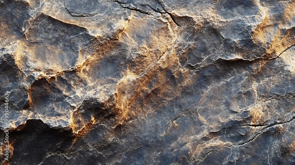 Fototapeta premium Close-up of a rough textured rock surface with light hitting it.