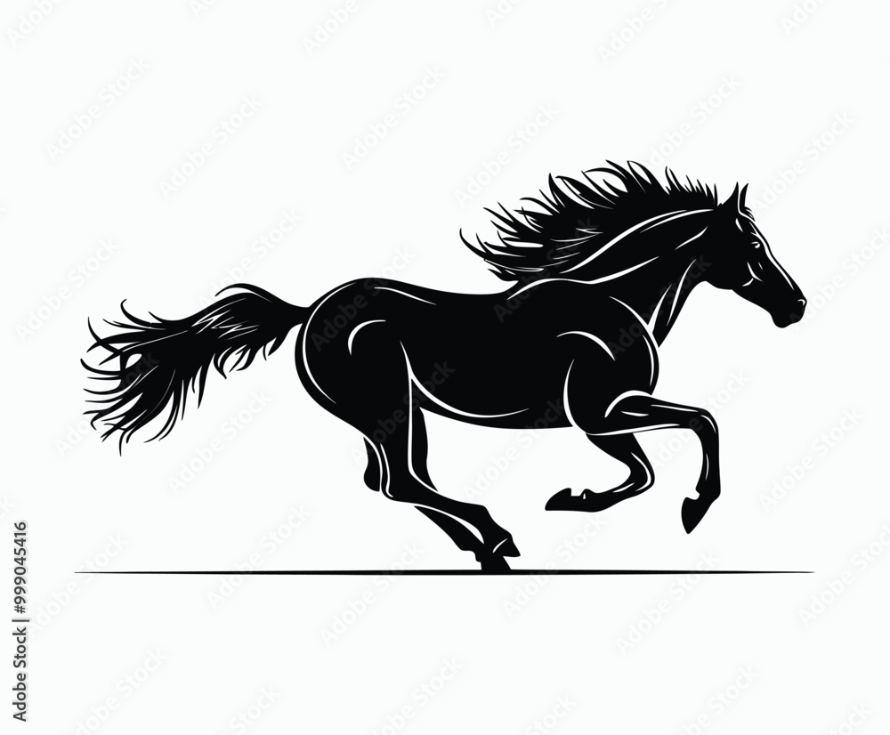 Running Horse Silhouette EPS Vector File Isolated Illustration Template on a white background Running Horse Silhouette EPS Vector File Isolated Illustration Template on a white background