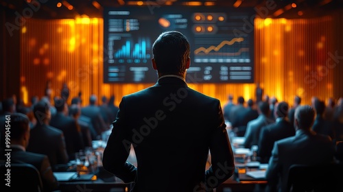 Wallpaper Mural CEO Presenting Sales and Growth Strategy to Investors. Ultra realistic. Photorealistic  Torontodigital.ca