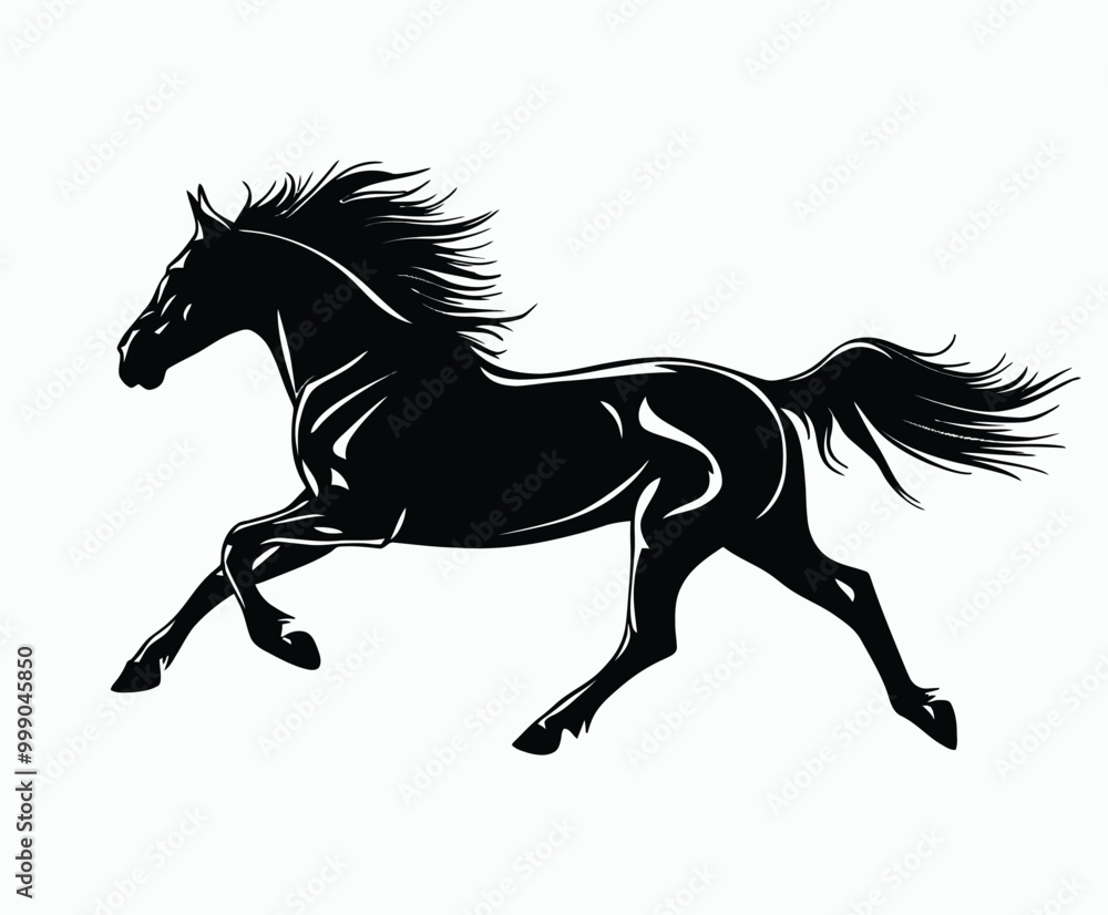 Running Horse Silhouette EPS Vector File Isolated Illustration Template on a white background Running Horse Silhouette EPS Vector File Isolated Illustration Template on a white background