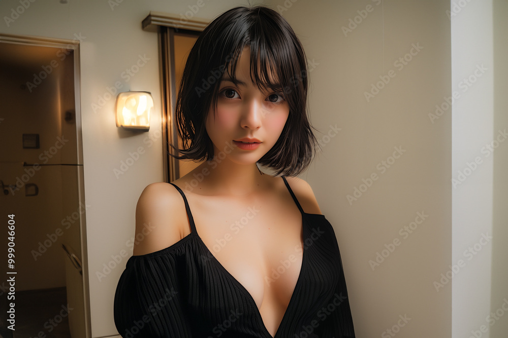 Fototapeta premium 黒が似合う素敵な女性 大人の魅力