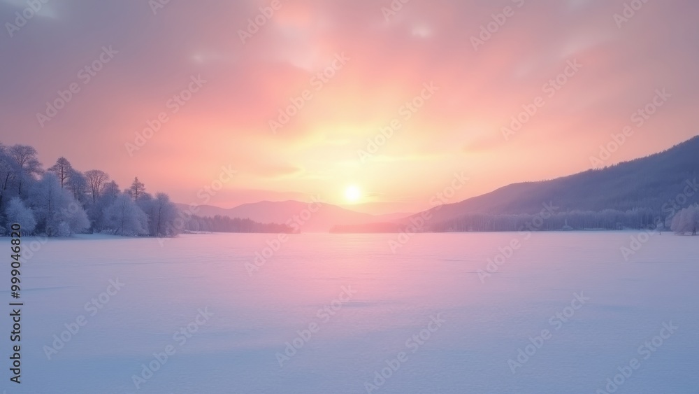 Generative AI,
a snowy landscape with trees and a sunset in the background with a pink sky and a sun setting over a mountain, sunrise, a matte painting, dau-al-set Generative AI,
a snowy landscape with trees and a sunset in the background with a pink sky and a sun setting over a mountain, sunrise, a matte painting, dau-al-set