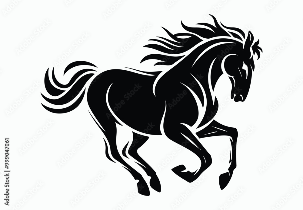Running Horse Silhouette EPS Vector File Isolated Illustration Template on a white background Running Horse Silhouette EPS Vector File Isolated Illustration Template on a white background