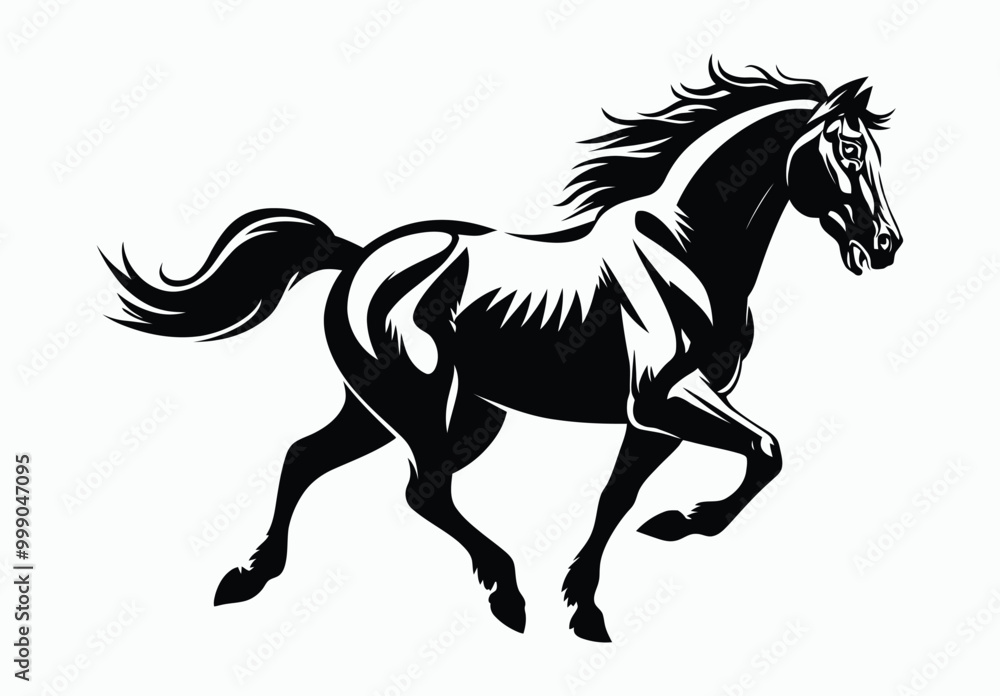 Obraz premium Running Horse Silhouette EPS Vector File Isolated Illustration Template on a white background