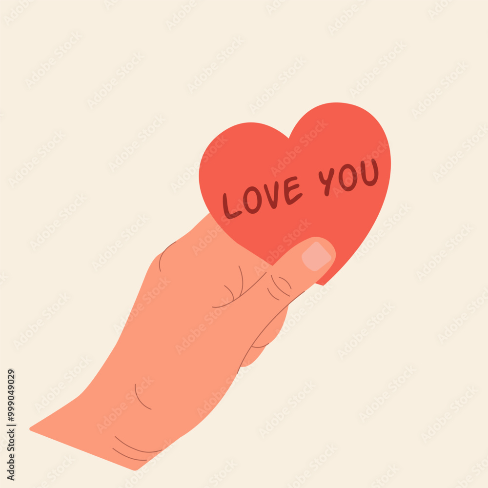 Hand holding heart. Valentine's day. Vector illustration in flat style Hand holding heart. Valentine's day. Vector illustration in flat style