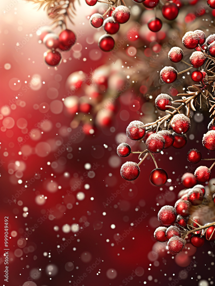 A red and white Christmas tree with snow on it A red and white Christmas tree with snow on it