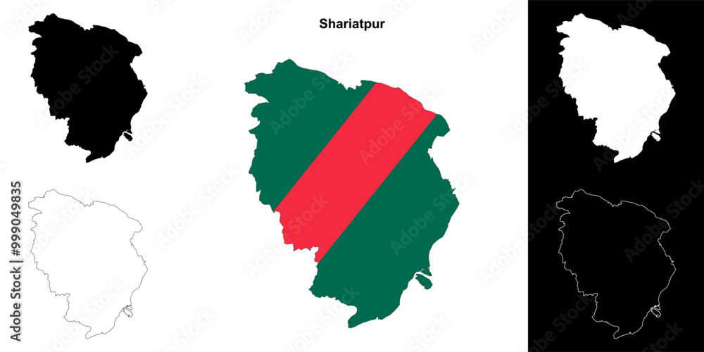 Fototapeta premium Shariatpur district outline map set