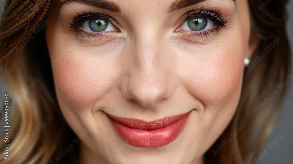 Smiling female face, lip expression close-up. Smiling female face, lip expression close-up.