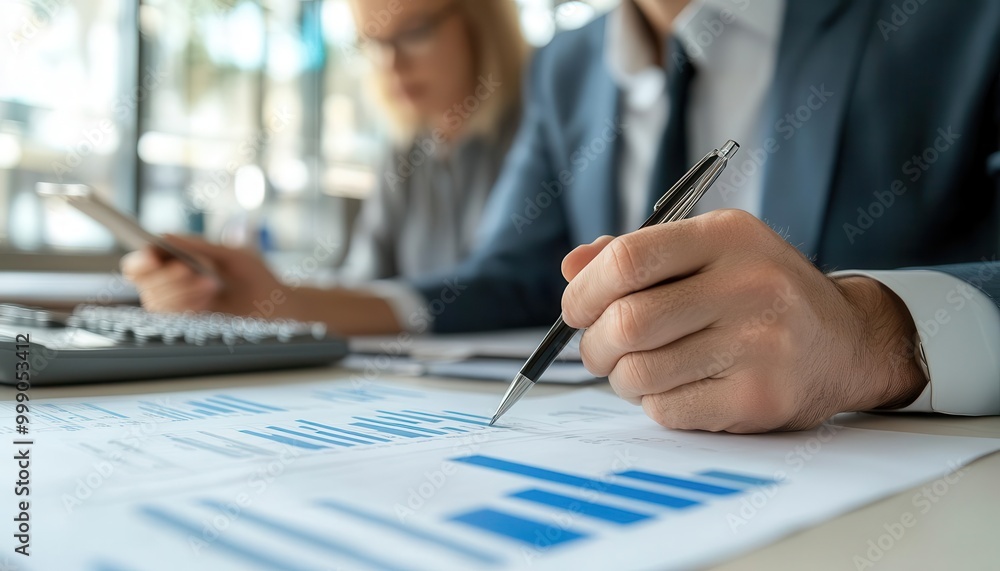 Insurance policies being reviewed by a financial advisor and a client, professional setting, sharp focus, bright lighting Insurance policies being reviewed by a financial advisor and a client, professional setting, sharp focus, bright lighting
