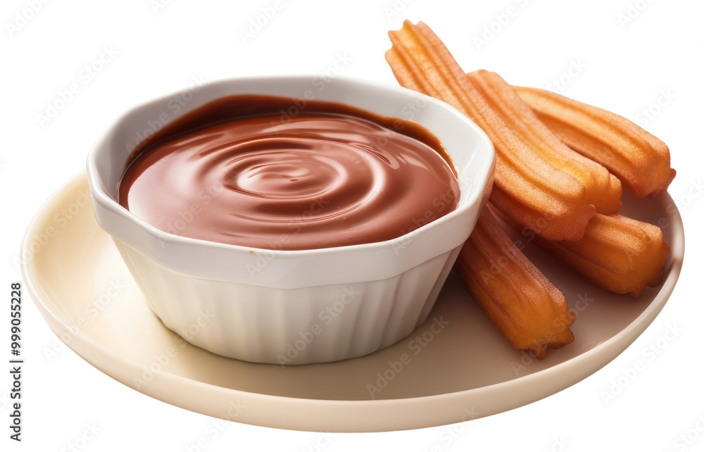 PNG A churros dip chocolate dessert. PNG A churros dip chocolate dessert.