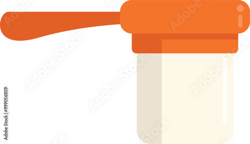 Orange cezve with wooden handle for making coffee on the stove top