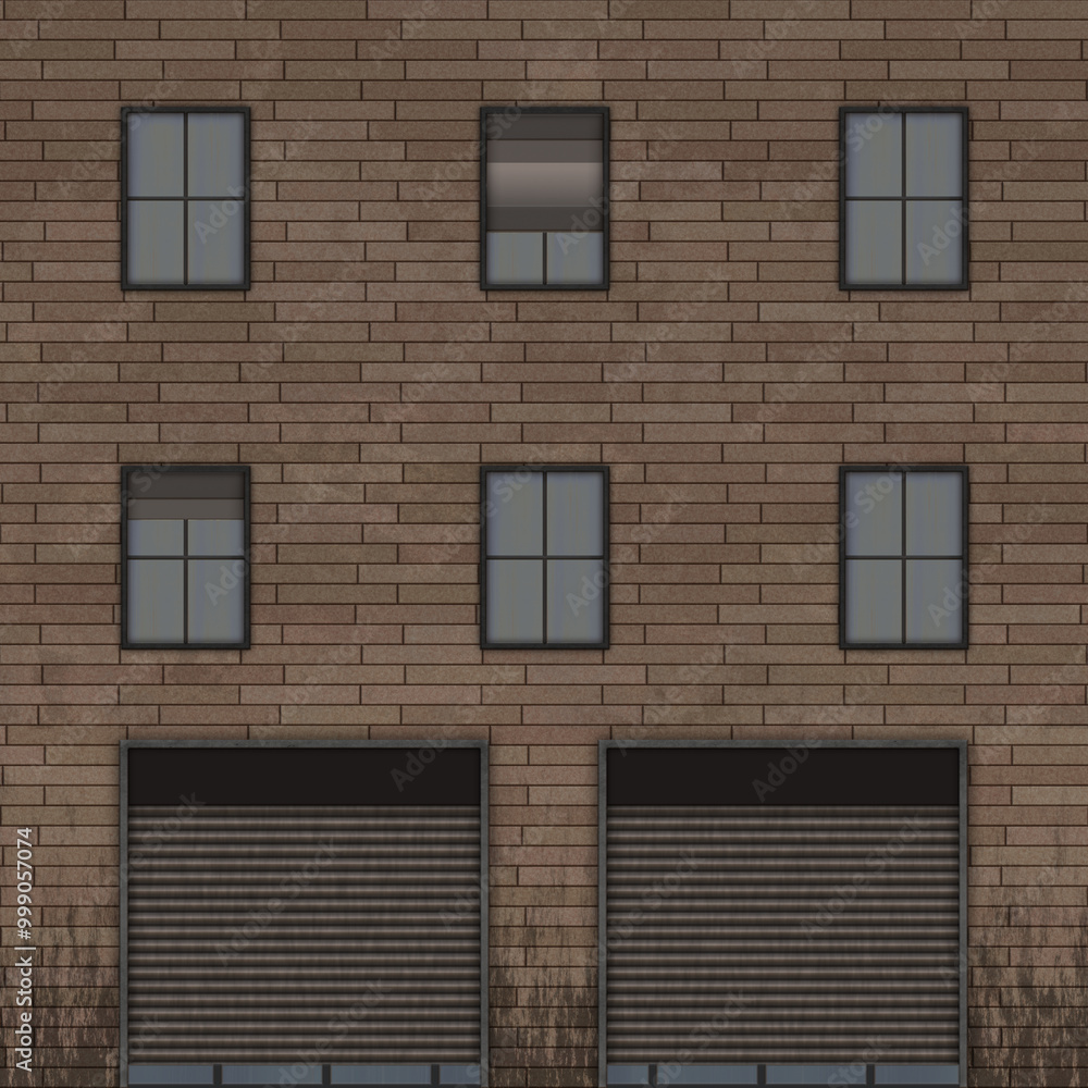 Fototapeta premium Brick wall facade with windows