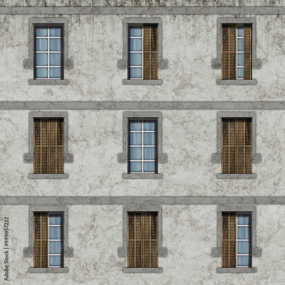 Brick wall facade with windows Brick wall facade with windows
